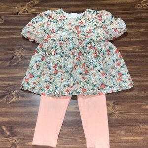 Bonnie Jean Floral 2pc outfit with Peach Accents size 4T